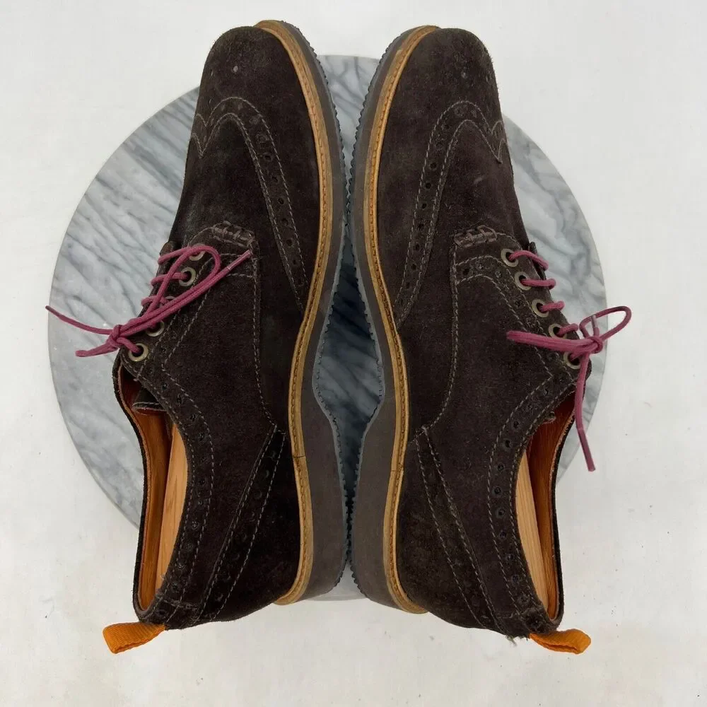 Tommy Bahama Mens 10 Shoe Brown Suede Oxford Wingtip Elliot Lace Up Casual Dress